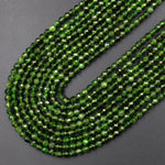 Real Genuine Natural Green Chrome Diopside Faceted 4mm Round Gemstone Beads 15.5&quot; Strand
