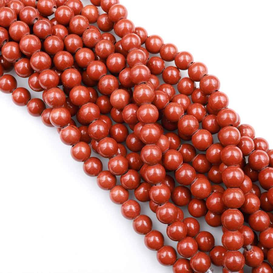 Large Hole Beads 2.5mm Drill Natural Red Jasper 8mm 10mm Round Beads 8&quot; Strand