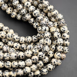 Large Hole Beads 2.5mm Drill Natural Dalmatian Jasper 8mm 10mm Round Beads 8&quot; Strand