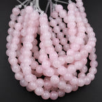 Large Hole Beads 2.5mm Drill Natural Pink Rose Quartz 8mm 10mm Round Beads 8&quot; Strand