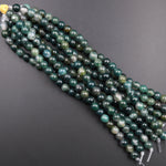 Large Hole Beads 2.5mm Drill Natural Green Moss Agate 8mm 10mm Round Beads 8&quot; Strand