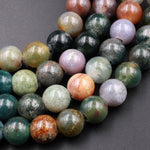 Large Hole Beads 2.5mm Drill Natural Indian Agate 8mm 10mm Round Beads 8&quot; Strand