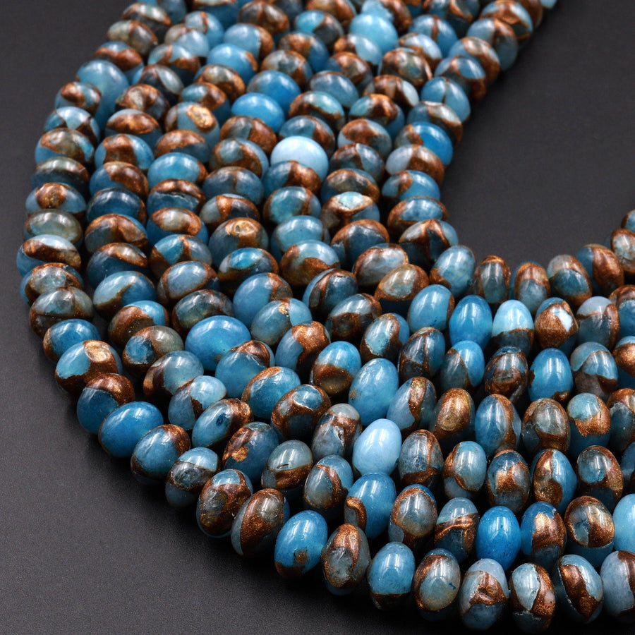 Impression Jasper Smooth Rondelle Beads 4mm 6mm 8mm 10mm Aka Copper Turquoise Jasper 15.5&quot; Strand