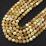 Matte Natural Yellow Opal Smooth Round Beads 6mm 8mm 10mm 15.5&quot; Strand