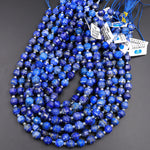 Natural Blue Lapis 6mm 8mm 10mm Beads Faceted Energy Prism Double Point Cut 15.5&quot; Strand