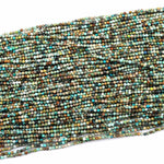 Natural Turquoise 2mm 3mm Faceted Round Beads Real Genuine Natural Brown Green Turquoise Micro Faceted Cut 15.5&quot; Strand