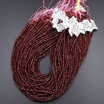 AAA Natural Red Garnet Faceted 3mm 4mm Rondelle Beads Micro Laser Diamond Cut Gemstone 15.5&quot; Strand