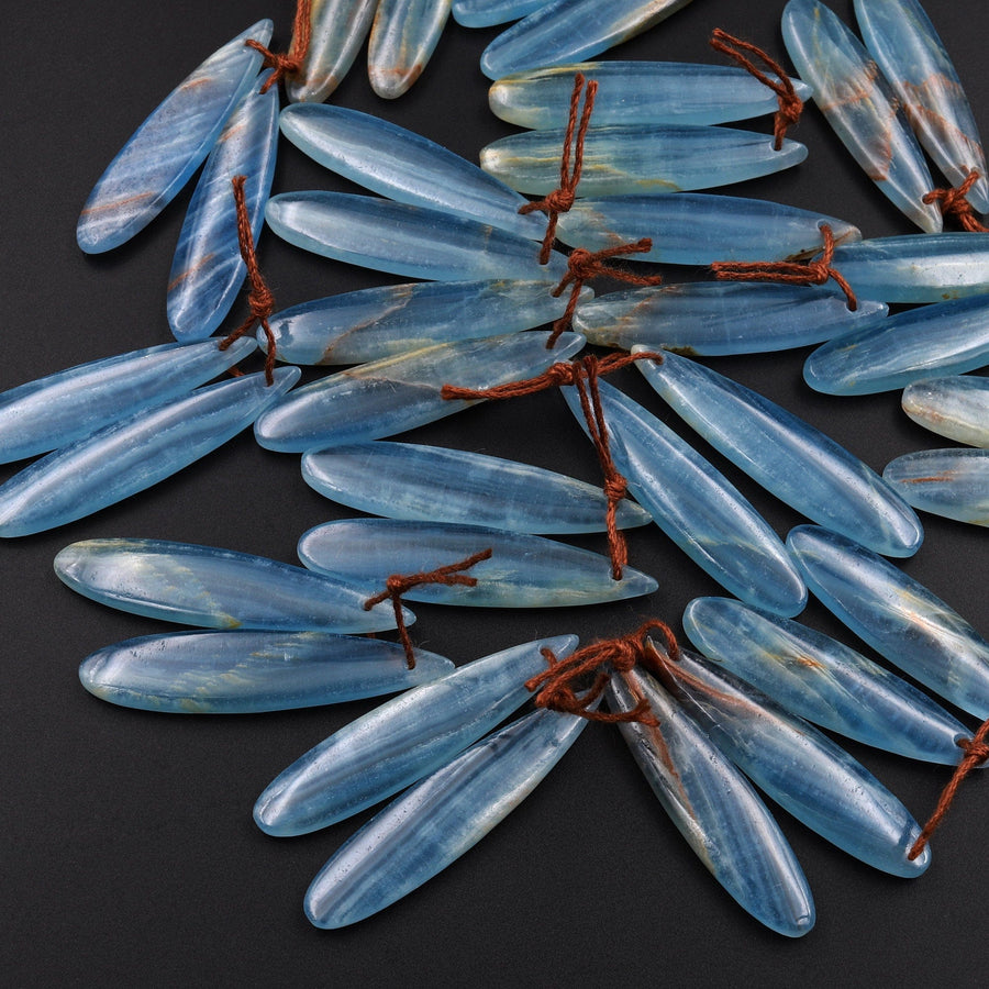 Natural Argentina Lemurian Aquatine Blue Calcite Teardrop Earring Pairs Drilled Matched Earring Gemstone Beads