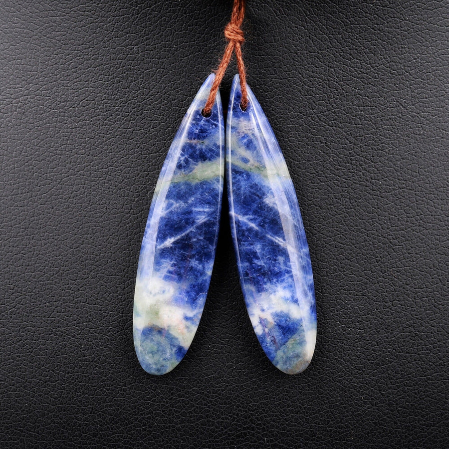 Natural Multicolor Orange Sodalite Teardrop Earring Pair Drilled Cabochon Matched Gemstone Beads