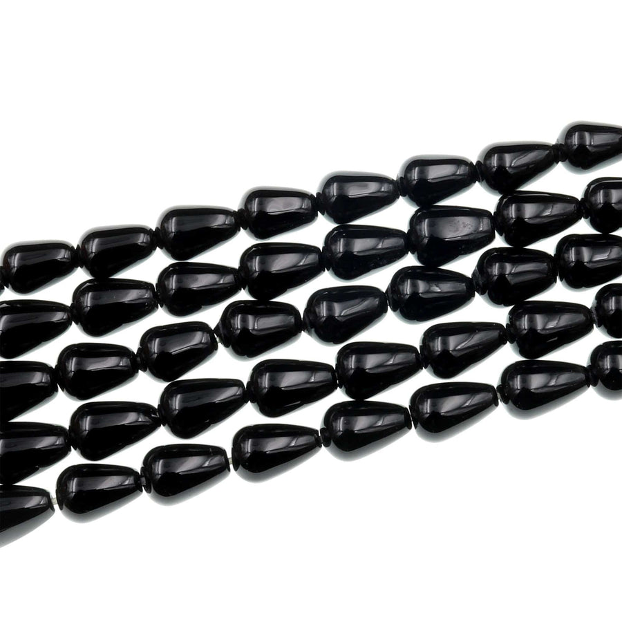 AAA Natural Black Onyx Smooth Teardrop Beads 9x6mm Good For Earrings Natural Black Gemstones 15.5&quot; Strand