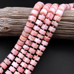 AAA Natural Peruvian Pink Opal Faceted Rondelle Wheel Beads Pink Opal Faceted Saucer Center Drilled Disc 15.5&quot; Strand