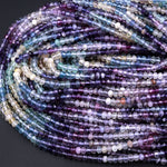 AAA Natural Multicolor Fluorite Faceted 4mm Rondelle Beads Micro Laser Cut Purple Green Blue Gemstone Bead 16&quot; Strand