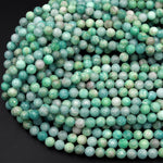 Faceted Peruvian Amazonite Round Beads 6mm 7mm 8mm Sea Green Gemstone 15.5&quot; Strand