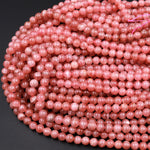 AAA Natural Pink Rhodochrosite 4mm 6mm Smooth Round Beads Genuine Red Pink Gemstone 15.5&quot; Strand