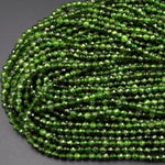 Real Genuine Natural Green Chrome Diopside Faceted 4mm Round Gemstone Beads 15.5&quot; Strand