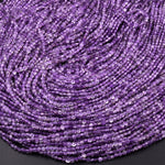 AAA Faceted Natural Purple Amethyst Coin Beads 2mm 3mm Flat Disc Dazzling Micro Diamond Cut 15.5" Strand