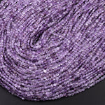 Faceted Natural Light Purple Amethyst Coin Beads 2mm 3mm Flat Disc Dazzling Micro Diamond Cut 15.5" Strand