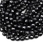 Half Matte Half Faceted Natural Black Onyx 6mm 8mm 10mm Round Beads Sparkling Diamond Cut 15.5" Strand