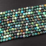 Natural Chrysocolla Faceted 6mm 8mm Cube Dice Square Beads Micro Faceted Laser Diamond Cut 15.5" Strand