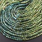 Rare Natural Green Apatite 4mm Beads Faceted Energy Prism Double Terminated Points 15.5" Strand
