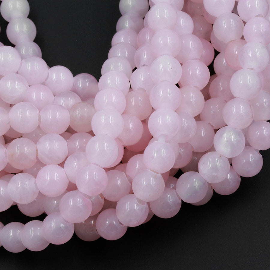Large Hole Beads 2.5mm Drill Natural Pink Rose Quartz 8mm 10mm Round Beads 8&quot; Strand