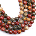 Large Hole Beads 2.5mm Drill Natural Red Creek Jasper 8mm 10mm Round Beads Multicolor Picasso Jasper 8&quot; Strand