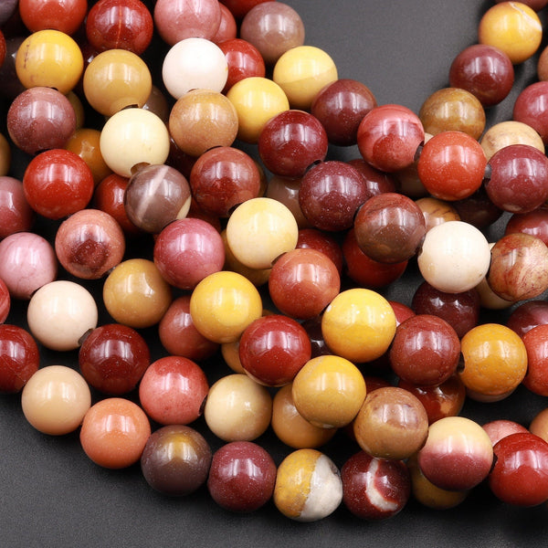 Large Hole Beads 2.5mm Drill Natural Mookaite 8mm 10mm Round Beads 8&quot; Strand