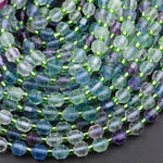 AAA Faceted Natural Fluorite 6mm 8mm Beads Energy Prism Double Terminated Point Cut 15.5&quot; Strand