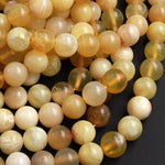 AAA Natural Yellow Opal Smooth Round Beads 6mm 8mm 10mm 15.5&quot; Strand