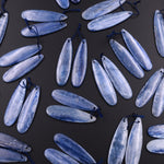 Drilled Natural Blue Kyanite Teardrop Earring Pair Matched Gemstone Cabochon Beads