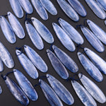 Drilled Natural Blue Kyanite Teardrop Earring Pair Matched Gemstone Cabochon Beads