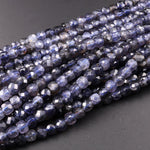 Natural Iolite Faceted 4mm 5mm Cube Dice Square Beads Micro Laser Diamond Cut Gemstone 15.5" Strand