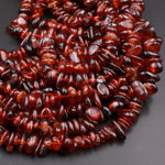 Natural Hessonite Garnet Freeform Chip Pebble Nugget Beads Honey Brown Gemstone 15.5" Strand