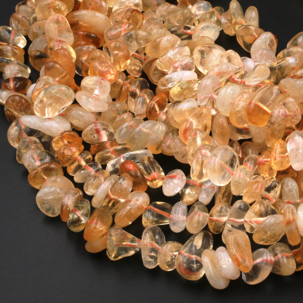 Natural Citrine Freeform Chip Pebble Nugget Beads Gemstone 15.5" Strand