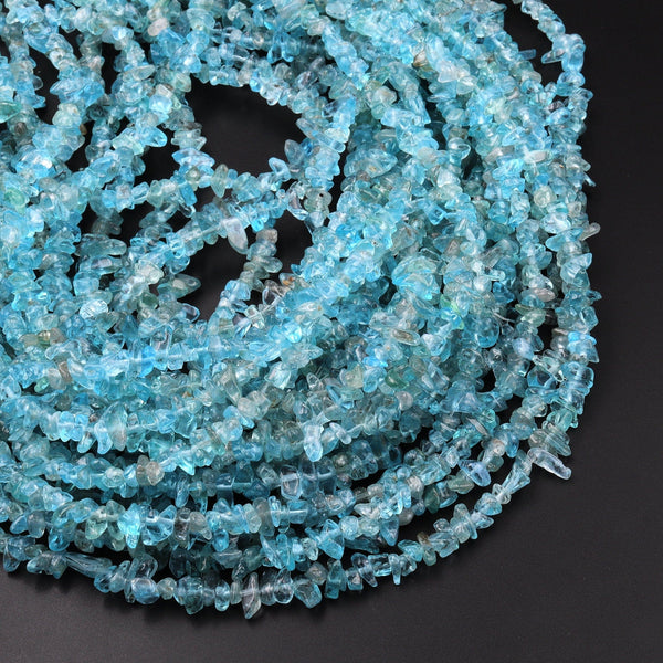 Natural Apatite Freeform Chip Pebble Nugget Beads Gemstone 15.5" Strand