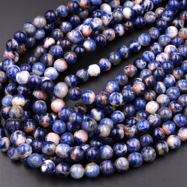 Natural African Orange Sodalite 4mm 6mm Round Beads 15.5" Strand