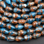 Impression Jasper Teardrop Beads Aka Copper Turquoise Jasper Vertically Drilled 15.5&quot; Strand