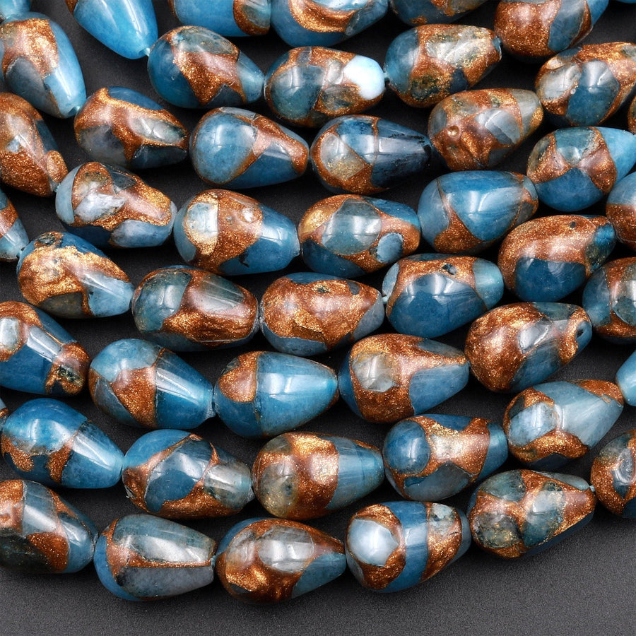 Impression Jasper Teardrop Beads Aka Copper Turquoise Jasper Vertically Drilled 15.5&quot; Strand