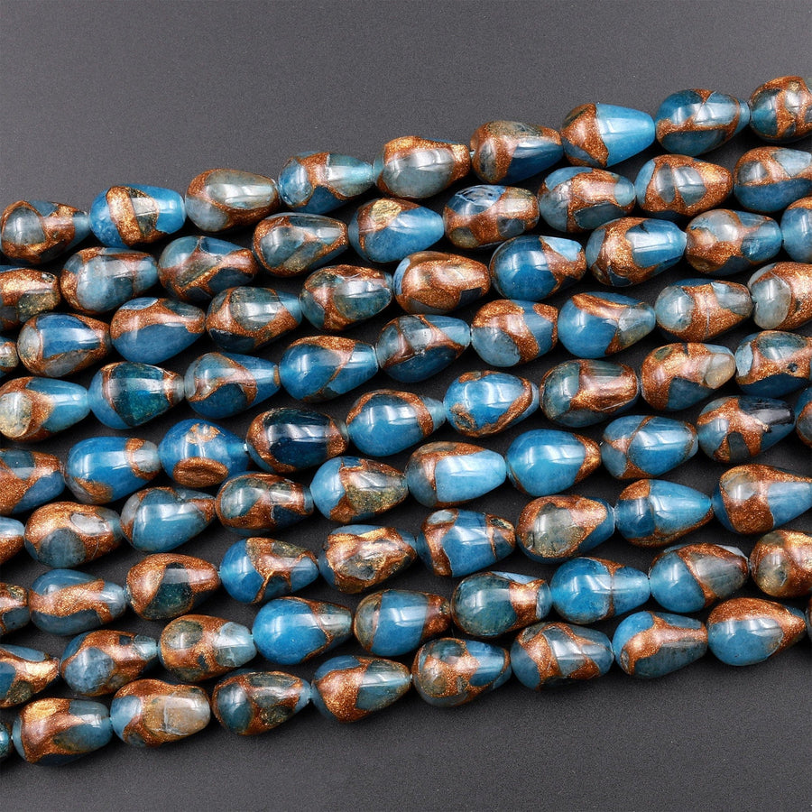 Impression Jasper Teardrop Beads Aka Copper Turquoise Jasper Vertically Drilled 15.5&quot; Strand