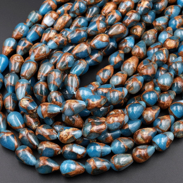 Impression Jasper Teardrop Beads Aka Copper Turquoise Jasper Vertically Drilled 15.5&quot; Strand