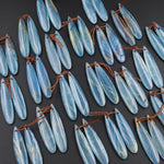 Natural Argentina Lemurian Aquatine Blue Calcite Teardrop Earring Pairs Drilled Matched Earring Gemstone Beads