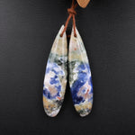 Natural Multicolor Orange Sodalite Teardrop Earring Pair Drilled Cabochon Matched Gemstone Beads