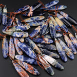 Natural Multicolor Orange Sodalite Teardrop Earring Pair Drilled Cabochon Matched Gemstone Beads