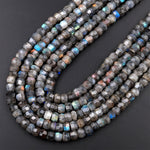Flashy Rainbow Fire Labradorite Faceted Rondelle 8mm 10mm Beads Blue Green Gold Red Fires 15.5" Strand