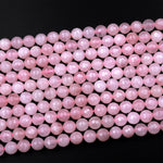 Faceted Gemmy Natural Pink Rose Quartz Round Beads 6mm 8mm Round Beads 15.5" Strand