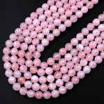 Faceted Gemmy Natural Pink Rose Quartz Round Beads 6mm 8mm Round Beads 15.5" Strand