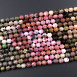 Natural Multicolor Green Pink Tourmaline Faceted 6mm Beads Energy Prism Double Terminated Points 15.5" Strand