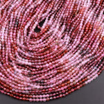 Real Genuine Natural Spinel Faceted Round Beads 3mm Multicolor Red Pink Purple Gemstone 15.5" Strand