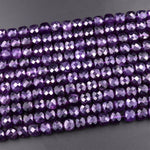 AAA Natural Purple Amethyst Faceted 6mm 8mm Cube Beads Micro Faceted Laser Diamond Cut 15.5" Strand