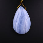 Natural Blue Lace Agate Teardrop Pendant Top Side Drilled Gemstone Focal Bead
